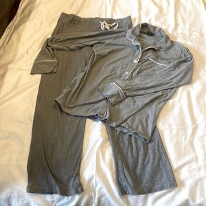 JCrew pajamas- grey button-down